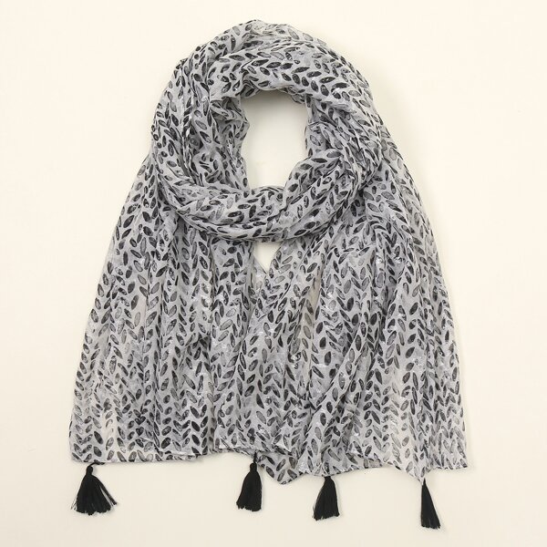 

Tassel Decor Scarf, Grey