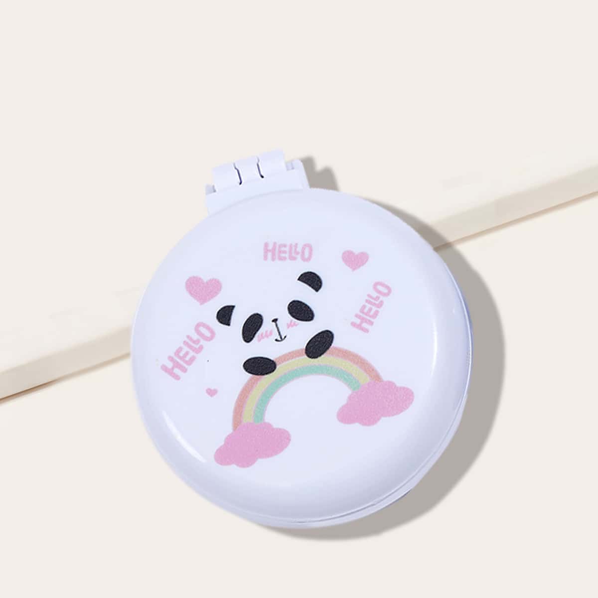 

Portable Cartoon Panda Makeup Mirror & Hair Brush, White