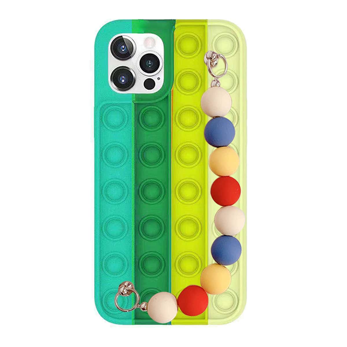 

Striped Stress Relief Beaded Hand Strap Phone Case, Multicolor