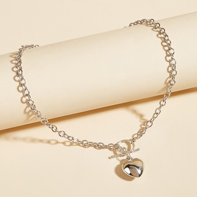 

Heart Pendant Necklace, Silver