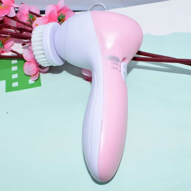 

1pc Electric Cleansing Brush & 5pcs Brush Head, Pink