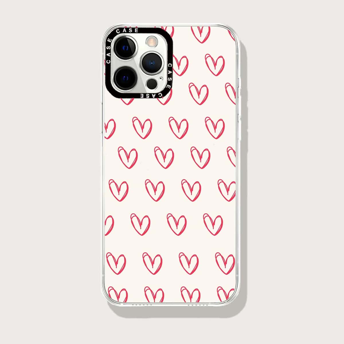 

Heart Print Phone Case, Clear