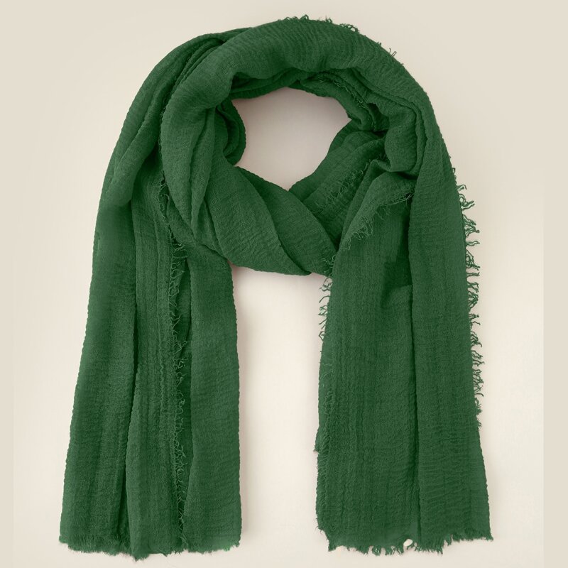 

Raw Hem Solid Scarf, Dark green