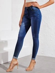 Stonewash Cat Whiskers Skinny Jeans