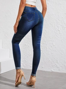 Stonewash Cat Whiskers Skinny Jeans