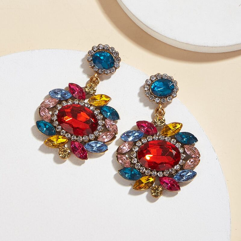 

Rhinestone Drop Earrings, Multicolor