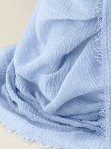 1 件装 天然下摆纯色围巾 适合日常生活 女士头巾配饰 女士冬季秋季长袍配饰 女士面纱 - 淺藍色 - 查看 2