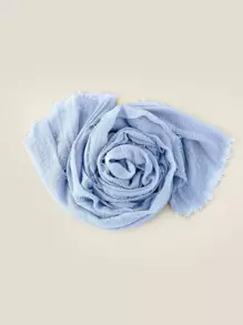 1 件装 天然下摆纯色围巾 适合日常生活 女士头巾配饰 女士冬季秋季长袍配饰 女士面纱 - 淺藍色 - 查看 3