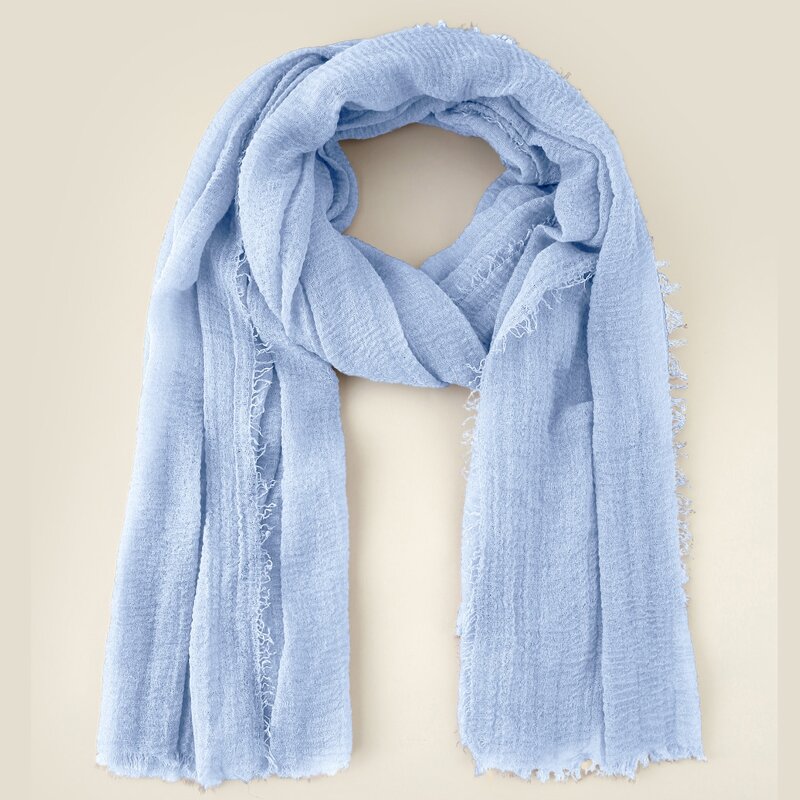 

Raw Hem Solid Scarf, Baby blue