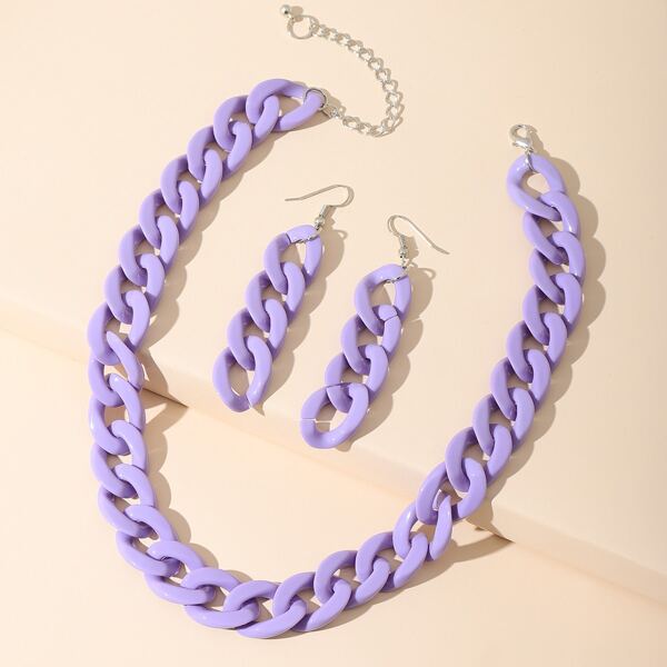 

3pcs Chain Jewelry Set, Purple