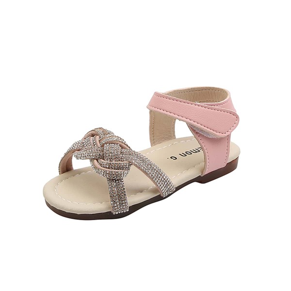 

Toddler Girls Rhinestone Decor Velcro Strap Sandals, Pink