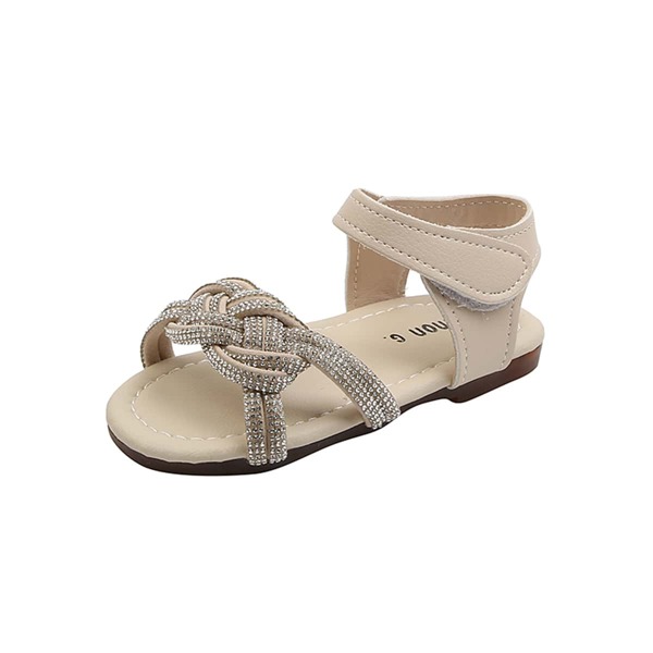

Toddler Girls Rhinestone Decor Velcro Strap Sandals, Beige