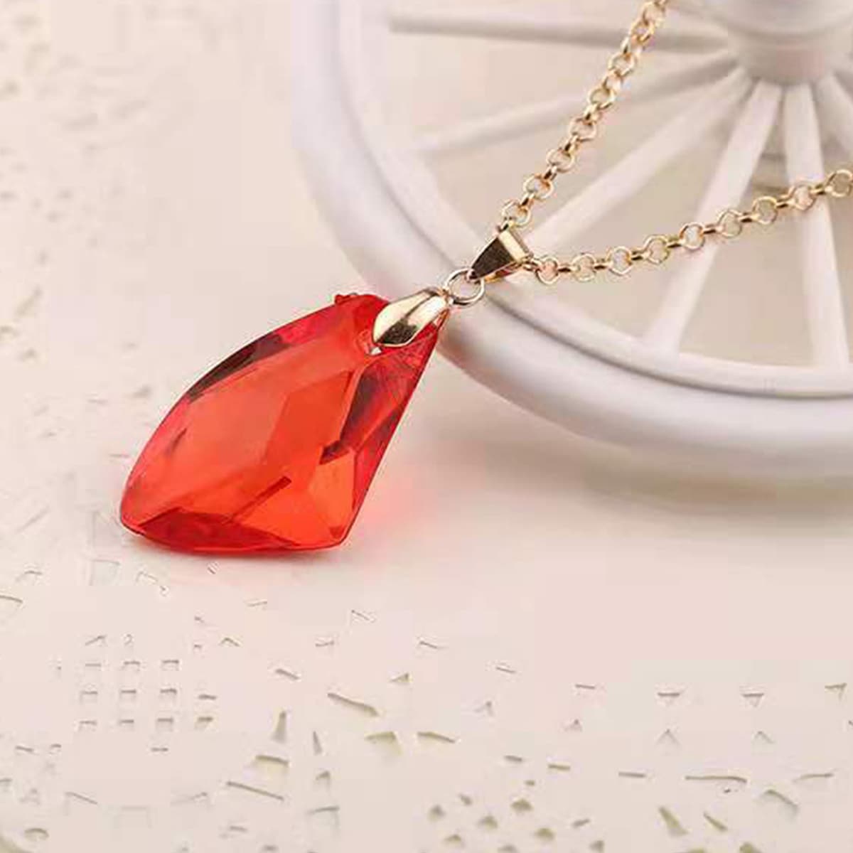 

Gemstone Pendant Necklace, Red