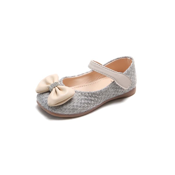 

Toddler Girls Bow Decor Braided Flats, Grey