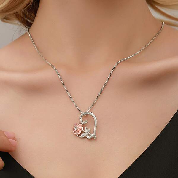 

Heart Charm Necklace, Silver