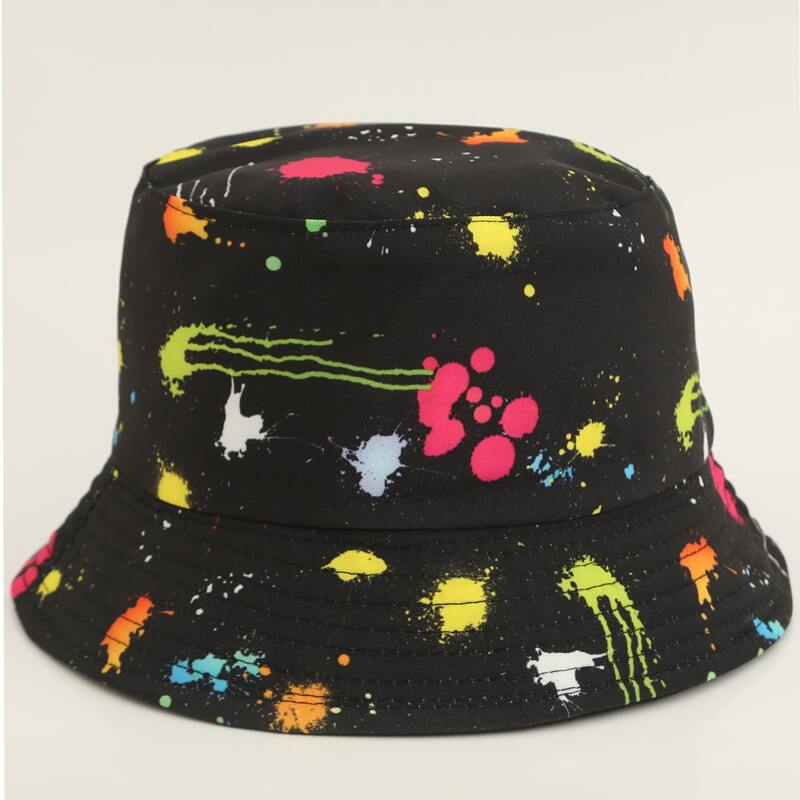 

Ink Dot Pattern Bucket Hat, Black