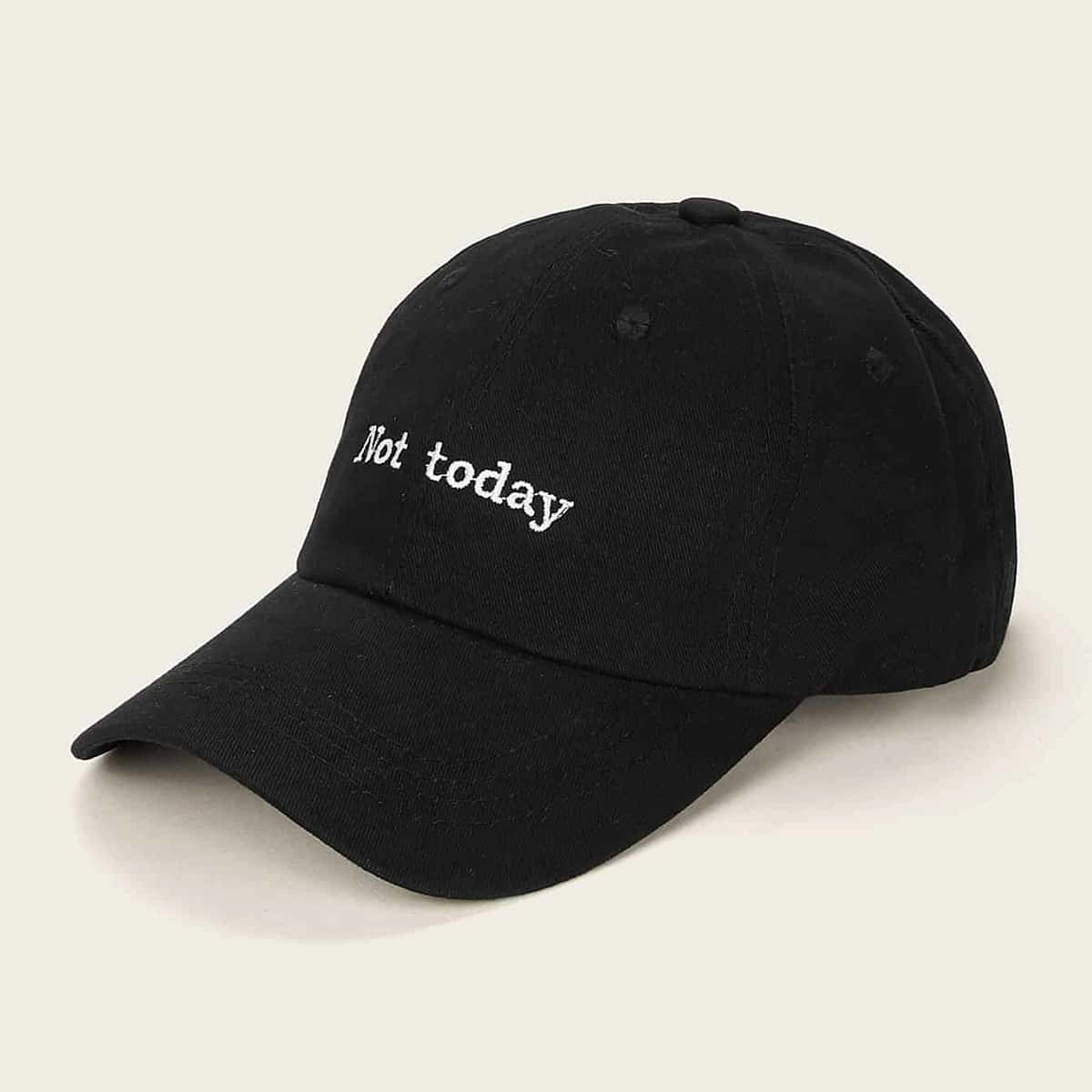 

Letter Graphic Embroidery Baseball Cap, Black