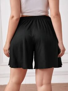 Calvaya Shorts Tallas Grandes Nudo Liso Casual - Negro - Ver 2
