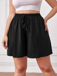 Calvaya Shorts Tallas Grandes Nudo Liso Casual - Negro - Ver 5