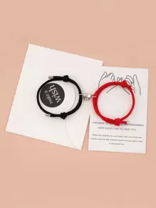 2 chiếc vòng đeo tay cặp đôi với các chi tiết từ tính - Đỏ - Xem 1