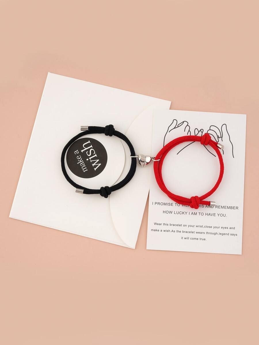 2 chiếc vòng đeo tay cặp đôi với các chi tiết từ tính - Đỏ - Xem 1