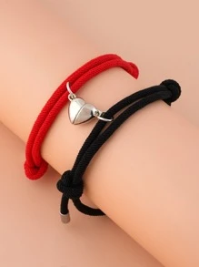 2 chiếc vòng đeo tay cặp đôi với các chi tiết từ tính - Đỏ - Xem 2