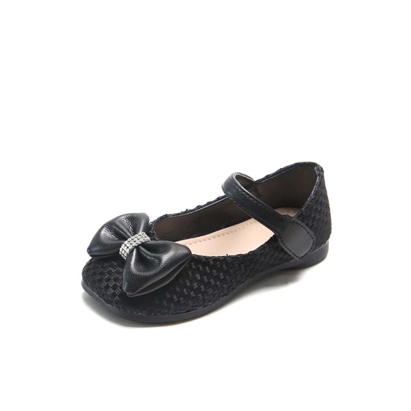 

Toddler Girls Bow Decor Braided Flats, Black