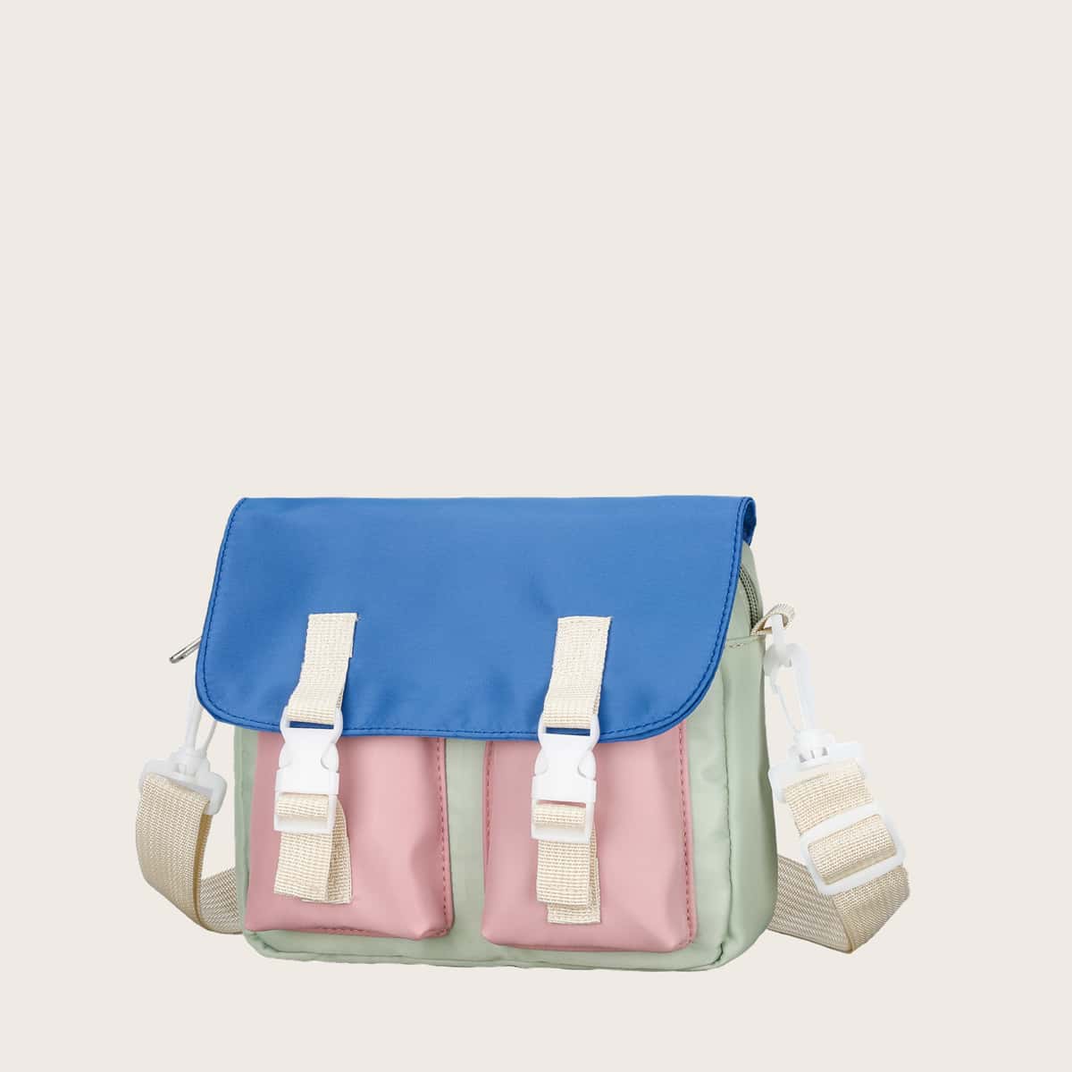 

Colorblock Buckle Crossbody Bag, Multicolor