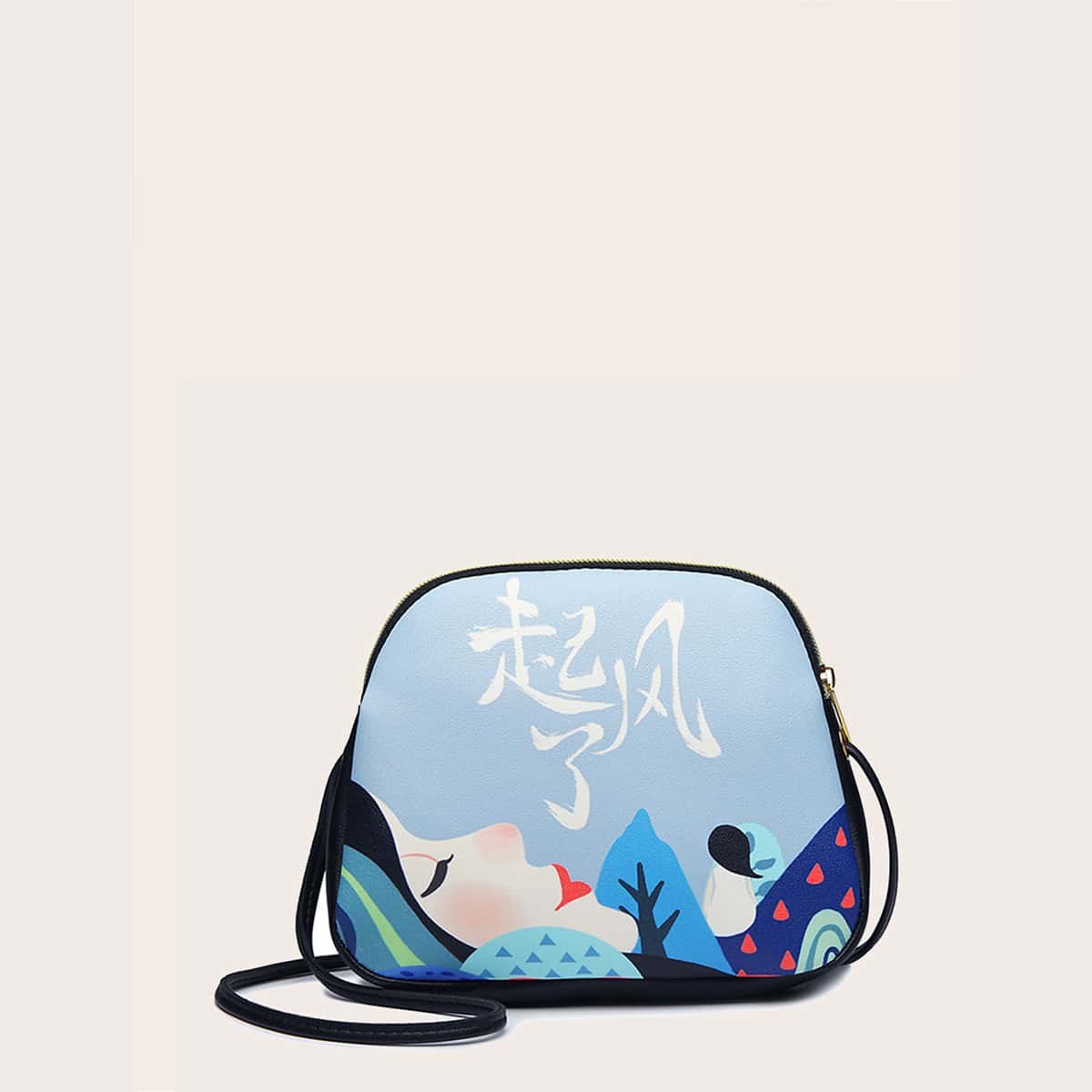 

Figure Graphic Crossbody Bag, Blue