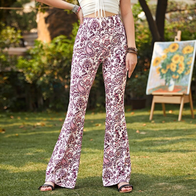 

Paisley Print Flare Leg Pants, Multicolor