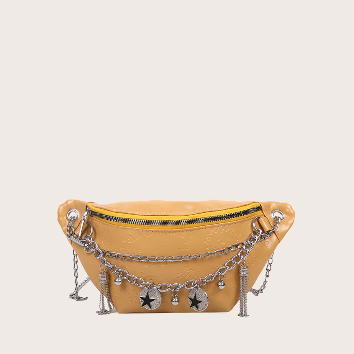 

Cartoon Embossed Chain Fanny Pack, Yellow
