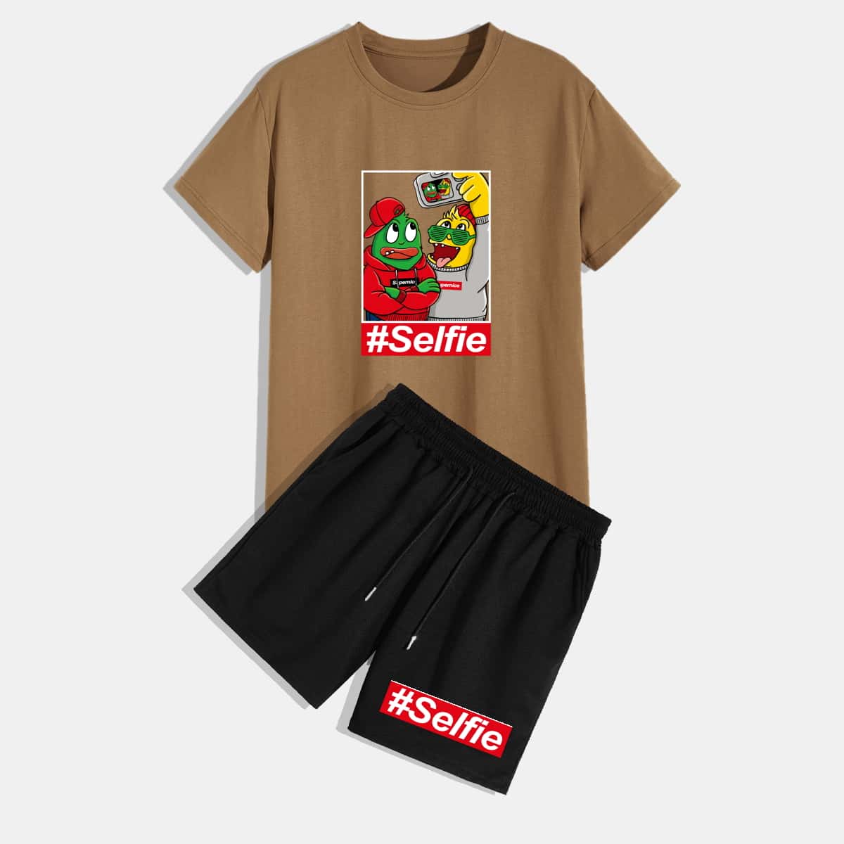

Guys Cartoon Graphic Tee & Drawstring Shorts, Multicolor