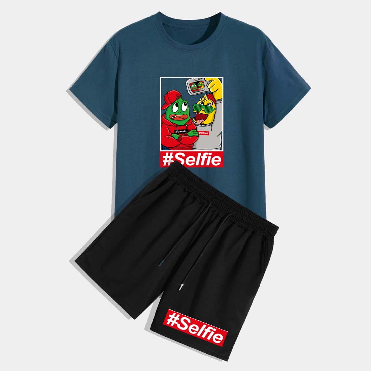 

Guys Cartoon Graphic Tee & Drawstring Shorts, Multicolor