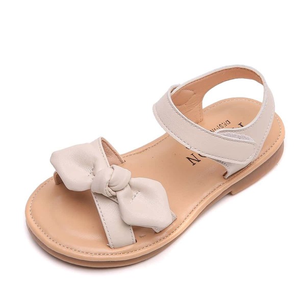 

Toddler Girls Bow Decor Velcro Strap Sandals, Beige