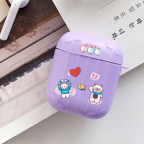 

Cartoon Graphic Case For Airpods, Purple