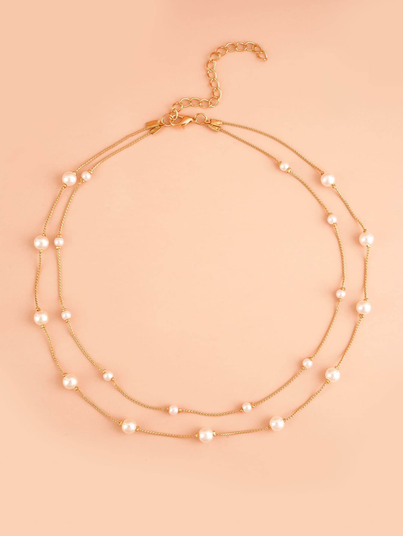 1pc Elegant Minimalist Double Layer Faux Pearl Chain Necklace For Women