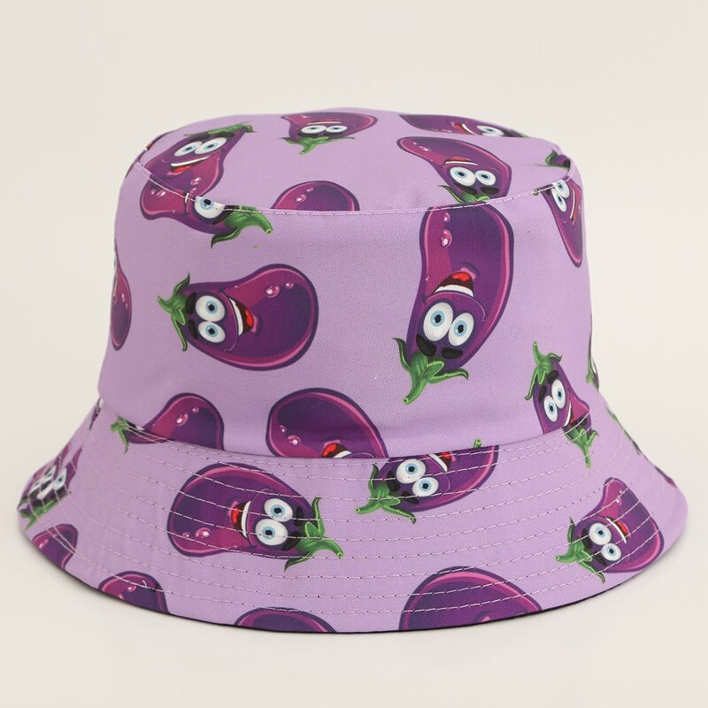 

Cartoon Eggplant Bucket Hat, Purple