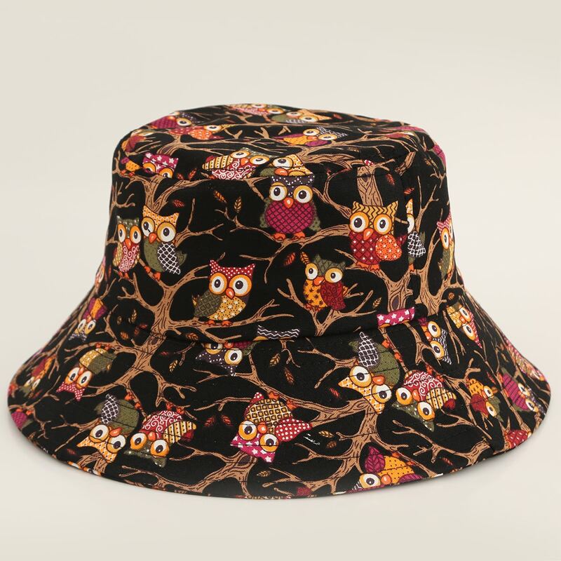 

Cartoon Owl Bucket Hat, Multicolor