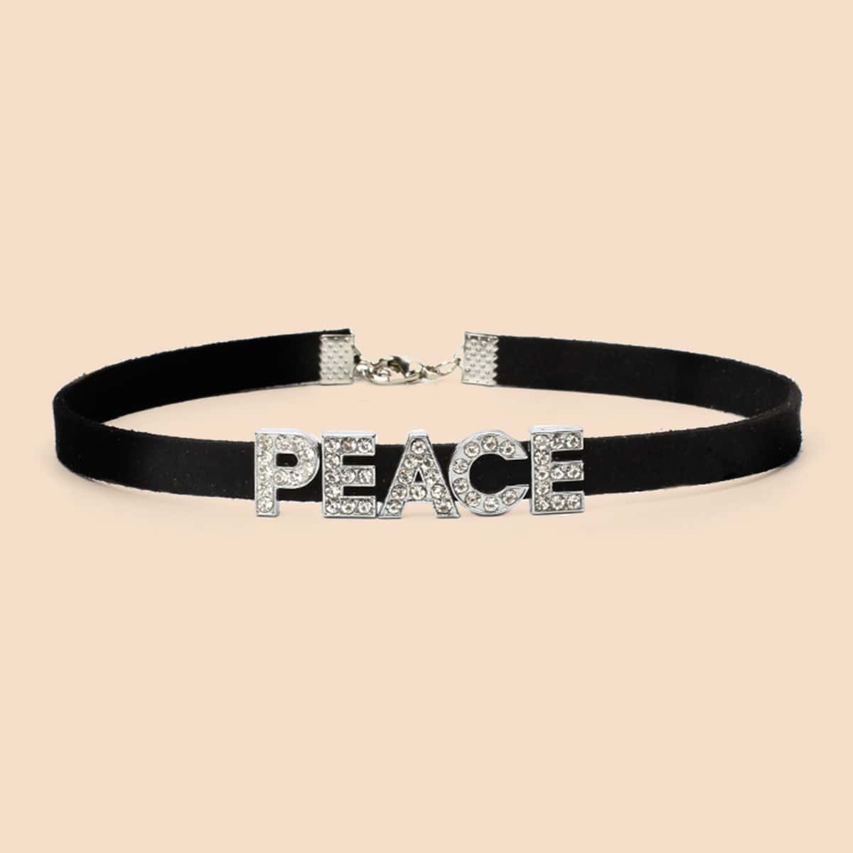 

Rhinestone Letter Choker, Black