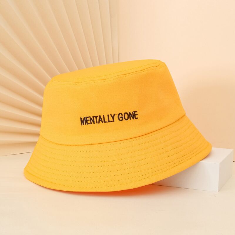 

Letter Embroidery Bucket Hat, Yellow
