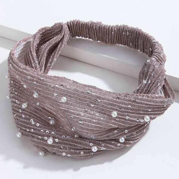 

Faux Pearl Decor Hair Band, Dusty pink