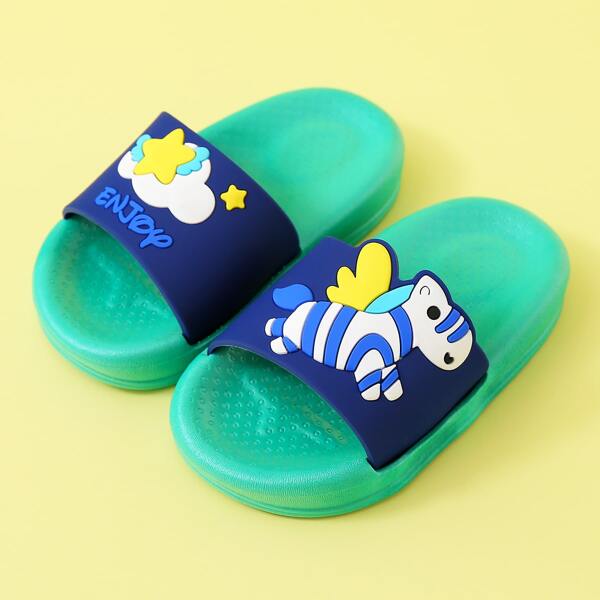 

Toddler Boys Cartoon Graphic Slides, Green