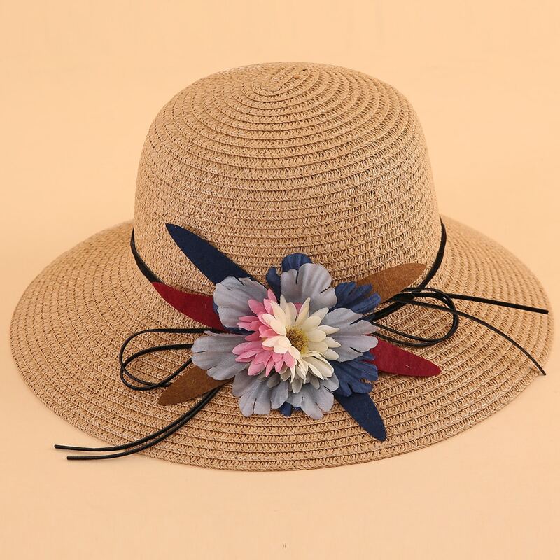 

Floral Decor Straw Hat, Khaki