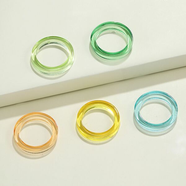 

5pcs Clear Ring, Multicolor