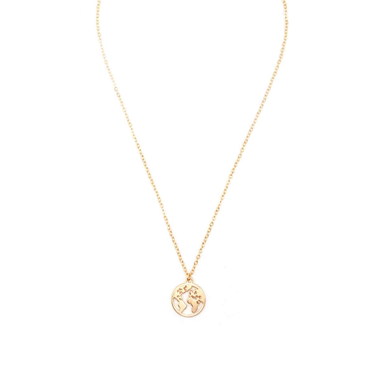 

Map Ring Pendant Necklace, Gold