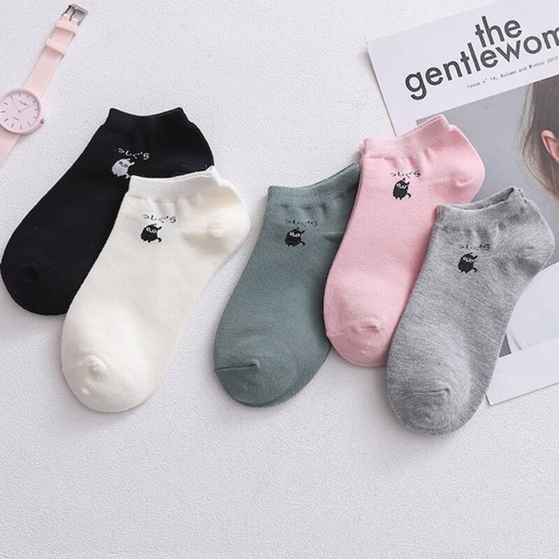 

5pairs Cartoon Ankle Socks, Multicolor