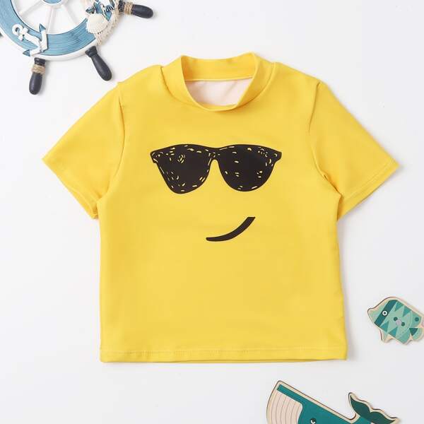 

Toddler Boys Cartoon Graphic Swimwear, Yellow