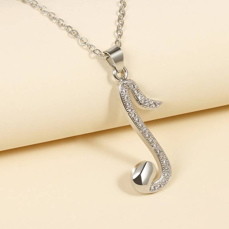 

Musical Note Pendant Necklace, Silver
