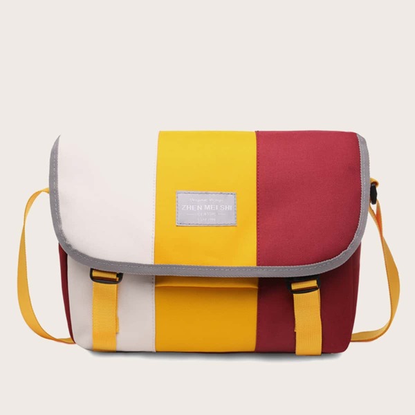 

Color Block Flap Crossbody Bag, Multicolor