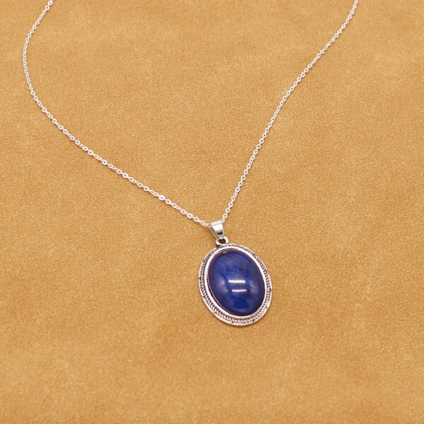 

Geo Resin Charm Necklace, Navy blue